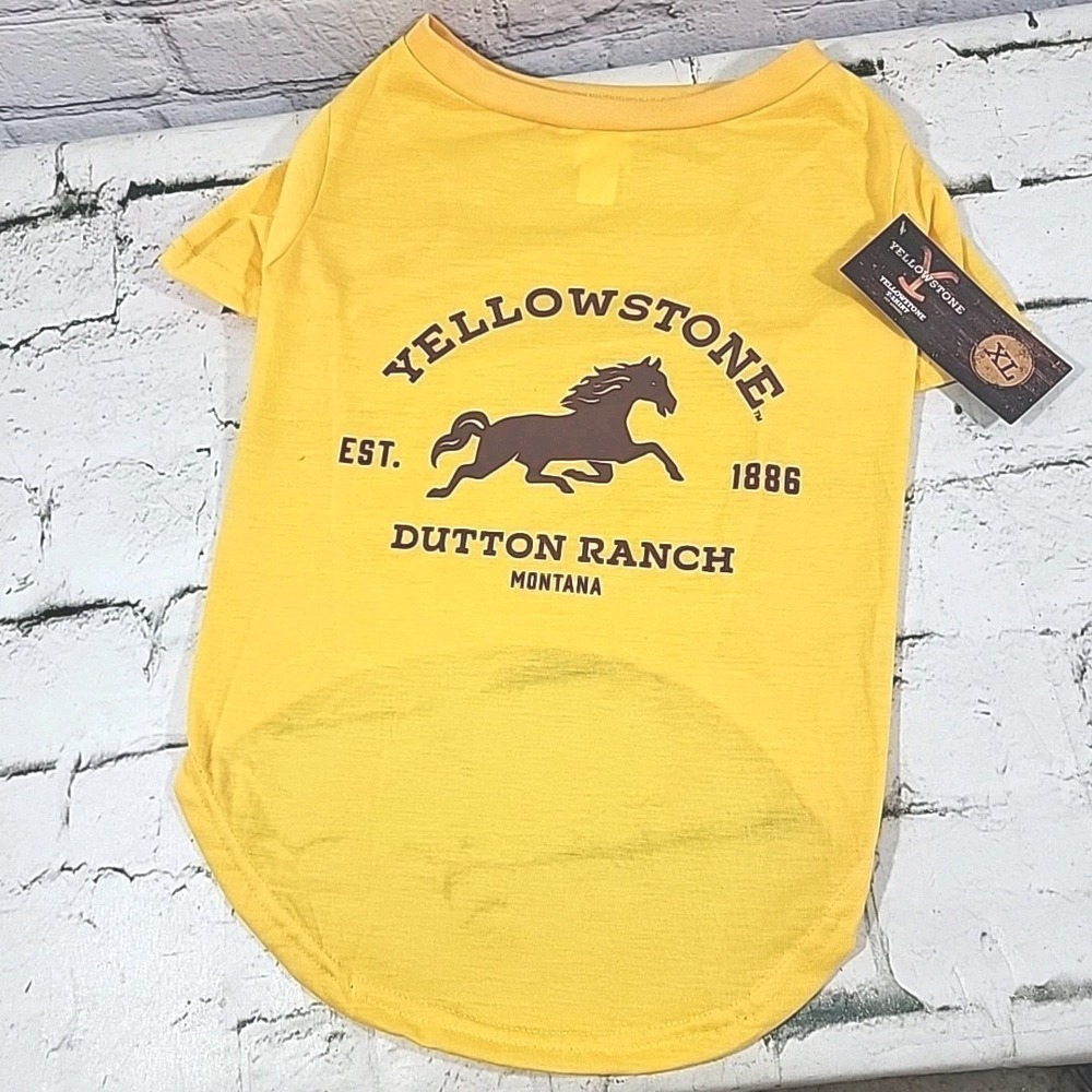 Yellowstone Pet‎ Apparel Dutton Ranch Dog T-Shirt Yellow Size XL New NWT